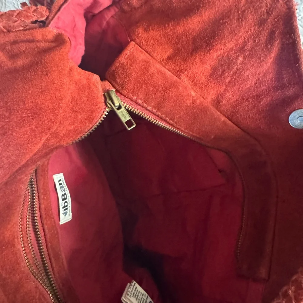 Anthropologie Red and Gold Embroidered Hobo Bag - Picture 5 of 9
